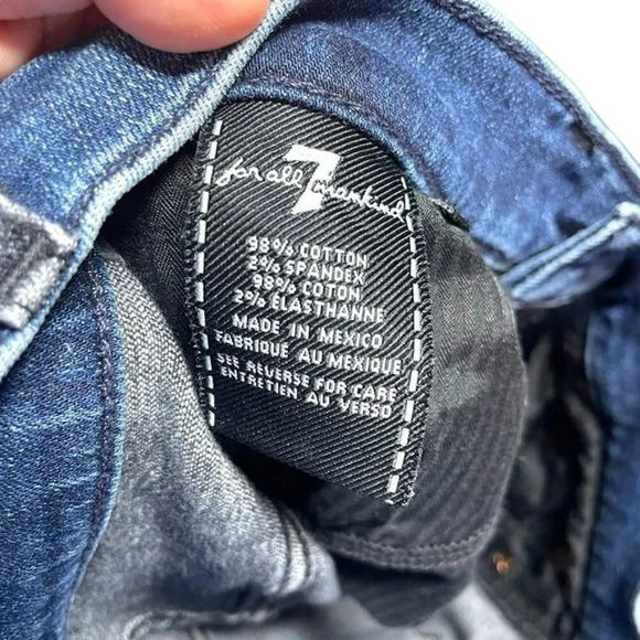 7 For All Mankind Two Tone Mid-Rise Ankle Jeans in Black and Blue Size 24 - Picture 8 of 12